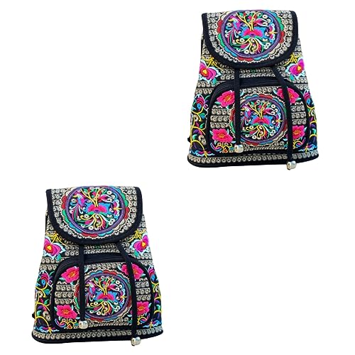 PACKOVE 2 Stück Handgefertigter Rucksack Mit Blumenstickerei Damen-schultertasche Große Ethnische Reisetasche Für Frauen Bestickte Mehrzweck von PACKOVE