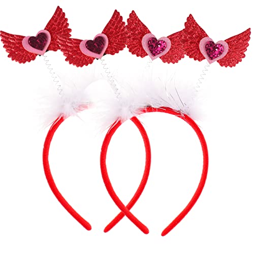 PACKOVE 2st Liebe Stirnband Herz Haarreifen Hochzeit Haarband Stirnband Für Die Hochzeitsfeier Herzkopf-boppers-stirnbänder Amor Kostüm Neujahrs-kopfhörer Schal Stoff Liebhaber Mädchen von PACKOVE