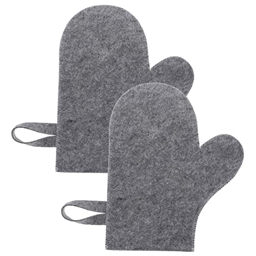 PACKOVE 2 Stück Isolationshandschuhe Fäustling Dusche Luffa Bereich Reiben Duschhandschuh exfoliating glove exfoliate gloves sauna handtuch Saunazubehör Duschbad-Handschuhe gefühlt Grey von PACKOVE