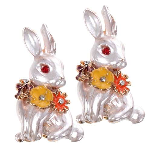 PACKOVE 2 Stück Kaninchen Brosche Anstecknadel Niedliches Frühlingsaccessoire für Frauen Kleidung Deko für Jacken Taschen und Hüte von PACKOVE