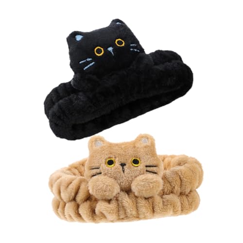 PACKOVE 2 Stück Katzen-stirnband Gesichtswaschstirnband Bad Stirnband Für Spa Frauen Stirnband Mode-haarreifen Haarreifen Für Spa Modekopfschmuck Haarband Für Spa Flanell von PACKOVE