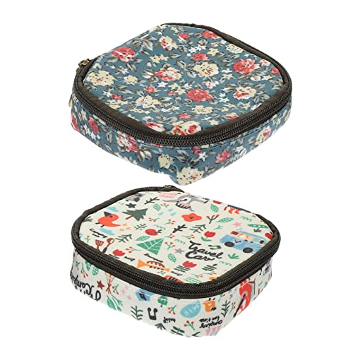 PACKOVE 2 Stück Kleine Kosmetiktasche Hygienebeutel Aufbewahrungstasche für Damen zur Diskreten Aufbewahrung von Damenbinden Kleingeld und Karten Bunten Mustern von PACKOVE
