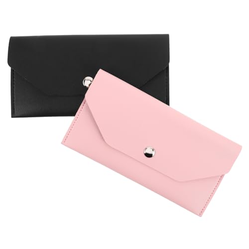 PACKOVE 2 Stück Kleine PU Geldbörse Kleingeldbörse Damen mit Sicherem Druckknopf Kompakt Leicht Tragbar für Shopping und Alltag als Geldbörse für Mädchen und Frauen in Schwarz von PACKOVE