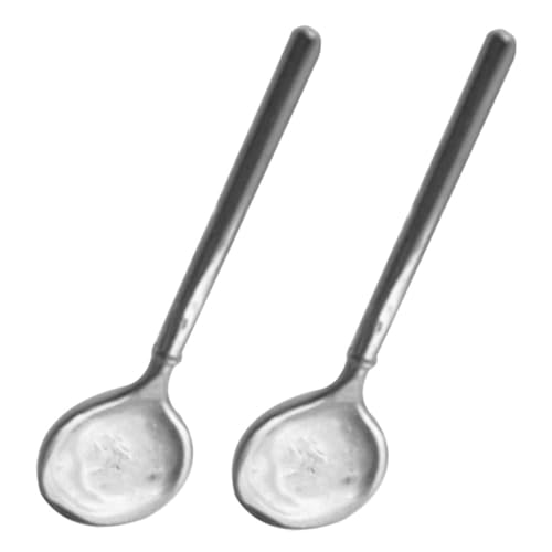 PACKOVE 2 Stück Kosmetikspatel aus Metall Mini Gesichtscremespatel mit Rundem Kopf Vielseitiger Make Up Löffel für Cremes Lotionen Handlich und Präzise für Hautpflege und Reise von PACKOVE