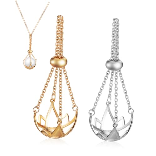 PACKOVE 2 Stück Kristallstein halter Halsketten und Goldfarben Minimalistischer Schmuckanhänger mit Hohlem Design zum Basteln Langlebig und Vielseitig für Damen Geschenk von PACKOVE