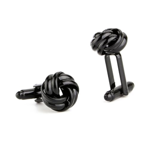 PACKOVE 2 Stück Manschettenknöpfe Herren Knotendesign Schwarz Klassisch Business Hochzeit Hemd Cufflinks Metalloptik Zeitloser Stil von PACKOVE