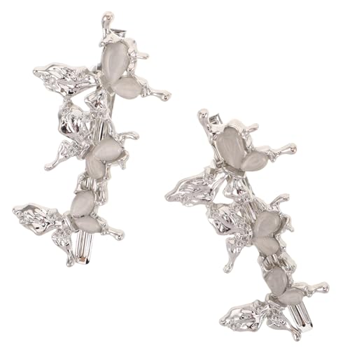 PACKOVE 2 Stück Metall Schmetterling Haarclips mit Imitation Katzenauge Rutschfeste Seitenclips für Damen Sicherer Haaraccessoires für Alltag und Besondere Anlässe von PACKOVE