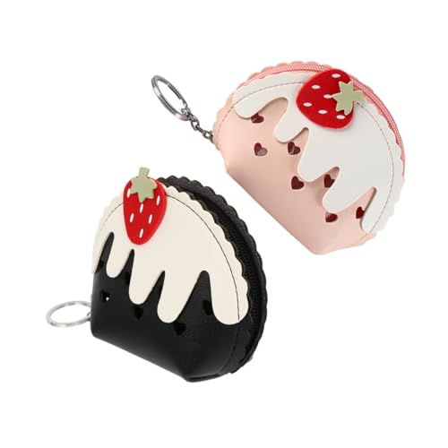 PACKOVE 2 Stück Mini Geldbörse für Frauen mit Reißverschluss Kleines Langlebiges PU Portemonnaie Süßes Zweifarbiges Design und Schwarz Mini Coin Purse für Alltag Reisen und Shopping von PACKOVE