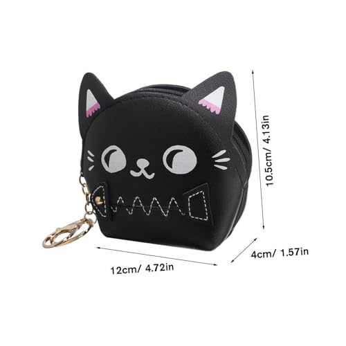 PACKOVE 2 Stück Mini Geldbörse mit Katzenmotiv Kompakte Münzbörse und Schlüsselaufbewahrung Tragbarer Reise Organizer für Ohrhörer Reißverschlossene Pu Tasche in Schwarz und Rosa von PACKOVE