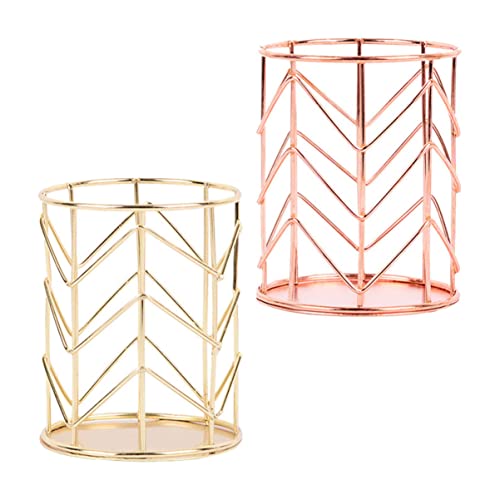 PACKOVE 2 Stück Multifunktionale Aufbewahrungsbox für Schreibwaren und Kosmetik Organizer für Makeup Pinsel für Schlafzimmer und Bad Gold und Roségold von PACKOVE