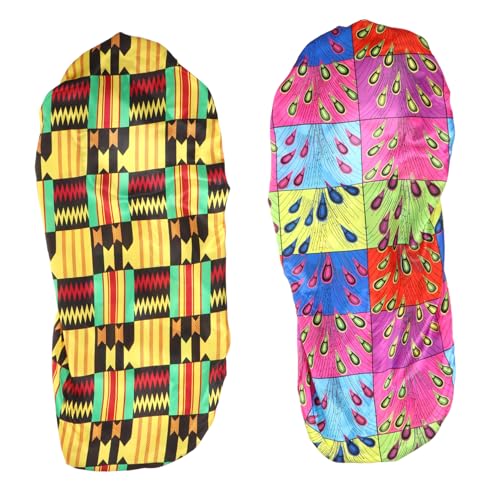 PACKOVE 2stücke Satin Schlafhaube Für Lange Haare Atmungsaktive Sanfte Haarkappe Für Haarpflege Für Damen Mit Locken Oder Zöpfen Peacock Geometrisch von PACKOVE