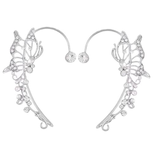 PACKOVE 2 Stück Ohrclips Damen Fairy Ear aus Langlebiger Legierung Diamantbesetzt für Festliche Anlässe und Alltagsmode Schmerzfrei Modische Ohrschmuckideen von PACKOVE