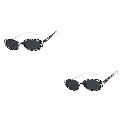 PACKOVE 2 Stück Ovale Gefleckte Sonnenbrillen Kleine Rahmenbrillen Kuhfarbene Sonnenbrillen Trendige Sonnenbrillen von PACKOVE