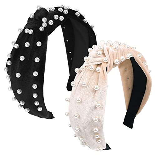 PACKOVE 2 Stück Perlen Stirnband Haarband Perlen Accessoires Stirnbänder Für Damen Trendiges Perlen Haar Accessoire Band Für Damen Modisch Ausgefallenes Mädchen Haar Accessoire von PACKOVE