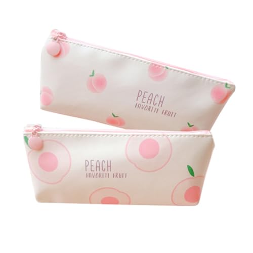 PACKOVE 2 Stück Pfirsichmuster Stiftbeutel Taschen Bleistiftspeicherbeutel Kosmetische Organisatoren Stifthalter mit Reißverschluss Leinwandbeutel Geldbörsen wechseln Segeltuch Rosa von PACKOVE