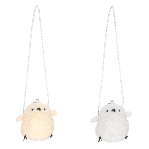 PACKOVE 2 Stück Plüsch Kleines Hühner Münzbeutel Weiches Stofftier Portemonnaie für Damen Niedliche Gelbe Kuscheltier Geldbörse Multifunktionale Kleine Münztasche für Schlüssel von PACKOVE