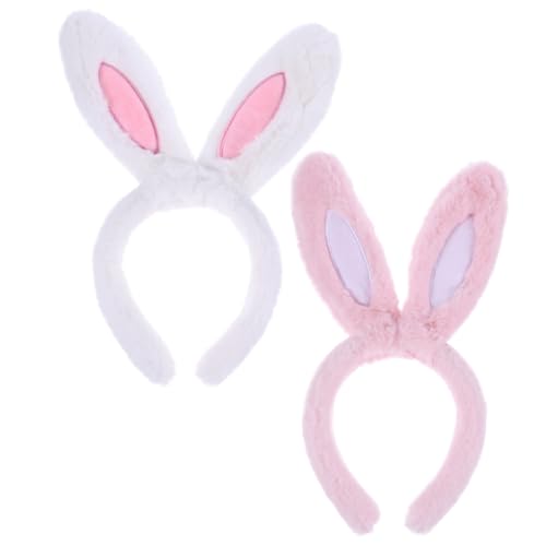 PACKOVE 2 Stück Plüsch-Stirnband mit Hasenohren Damen Party Bands für Mädchen haarschmuck frauen kopfschmuck Hasenohr-Haarreifen Hasenohren Haarband Haarreifen mit Hasenohren Plüschstoffe von PACKOVE