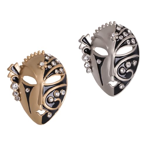 PACKOVE 2 Stück Punk Style Brosche Set Maskenform Anstecknadeln aus Langlebiger Legierung für Kleidung Taschen Hüte Vielseitige Kostüm Accessoires in Gold und Silber von PACKOVE