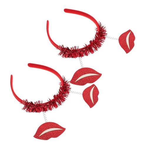 PACKOVE 2 Stück Rotes Lippen Kopfschmuck für Valentinstag Party Karneval Zarte Haarreifen Auffälliges Festival Accessoire für Damen und Geburtstagsfeiern von PACKOVE