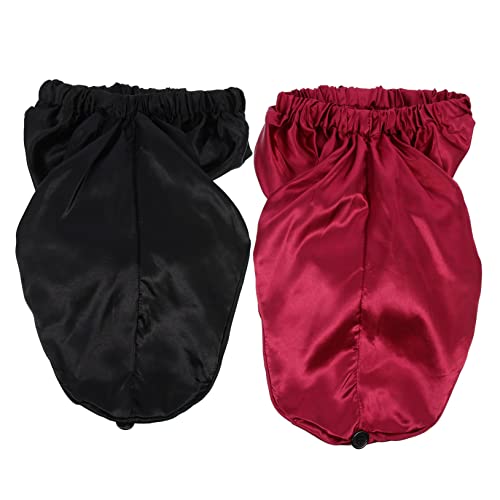 PACKOVE 2 Stück Satin Schlafhauben für Damen Bequeme Mützen für Nacht Duschhaube Chemotherapie und Weinrot Elastisches Design für Hohen Tragekomfort von PACKOVE