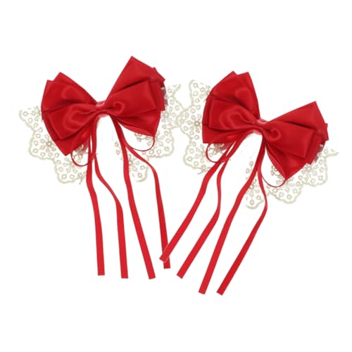 PACKOVE 2 Stück Schleife Haarnadel Bogenspangenklammern Goldene Haarschleife Chiffon Bögen Styling Clip Auf Haarschleife Schleifenspangenclips Für Damen Metall Rot von PACKOVE
