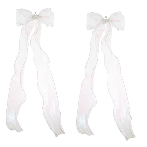 PACKOVE 2 Stück Schleife Haarnadel Haarschleifen Für Mädchen Haarbänder Bogen Haarspangen Für Mädchen Seide Mädchen Schnappen Haarspangen Styling Quaste Spitze Weiß von PACKOVE