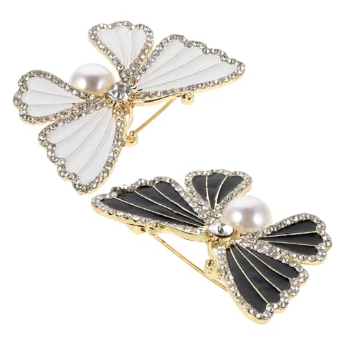PACKOVE 2 Stück Schmetterling Broschen mit Strass Perlen Emaille Elegante Anstecknadeln für Damen und Herren Modische Insekten Pins als Anzug Accessoire für Geburtstag Hochzeit Party von PACKOVE