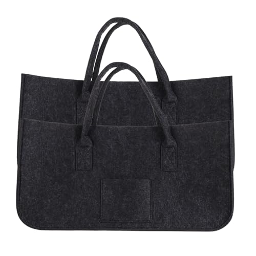 PACKOVE 2 Stück Schwarze Filz tote Bags mit Innentasche Langlebige Einkaufstasche Großer Stauraum für Supermarkt Vielseitig Nutzbar für Reisen und Alltag von PACKOVE