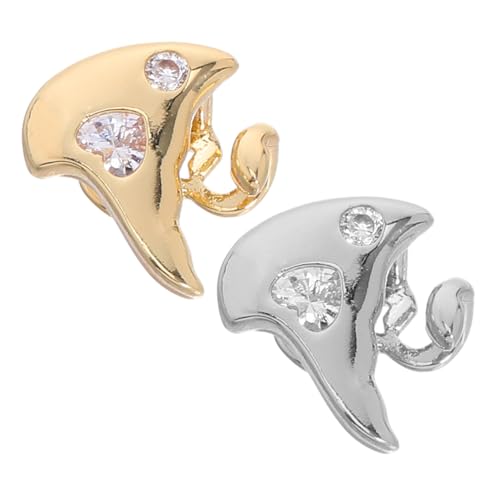 PACKOVE 2 Stück Single Tooth Caps mit Herz-rhinestones Modische Zahn-accessoires für Frauen Gold-silberfarbene Bling Schmuckkappen für Hip-hop-partys und Stilvolle Bühnenauftritte von PACKOVE