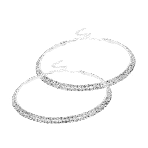 PACKOVE 2 Stück Teiliges Double Layer Kristallhalsband Elegantes Rhinestone Choker Schmuck für Hochzeiten Partys und Täglichen Gebrauch für Frauen Strahlende und Anpassungsfähigkeit von PACKOVE