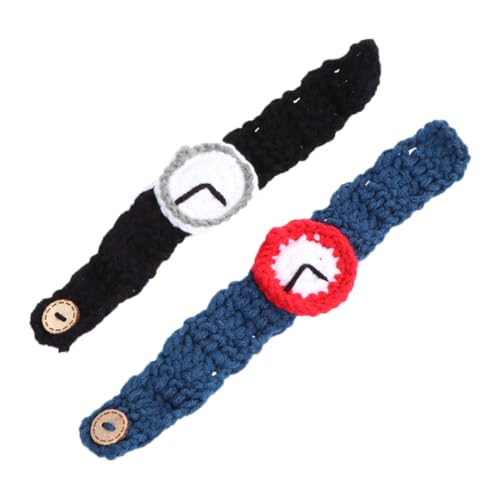 PACKOVE 2 Stück Teiliges Gestrickte Armbanduhren für Handgefertigte Lustige Wollarmband uhren in Blau und Schwarz Weiches Bequemes Material für Studenten Partys und Festivals von PACKOVE