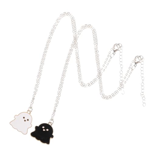 PACKOVE 2 Stück Teiliges Gothic Ghost Necklace für Halloween Anhänger Ketten in Schwarz und Weiß Freundschaftsketten für Männer und Frauen Einzigartiges Design für Besondere Anlässe von PACKOVE