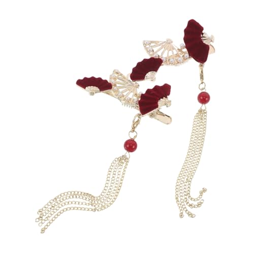 PACKOVE 2 Stück Teiliges Haarspangen im Antiken Fächerdesign Kreative Haarschmuck Accessoires für Mädchen Vielseitige Leichte Haarclips Passend zu Hanfu Kimono und Modernem Stil von PACKOVE