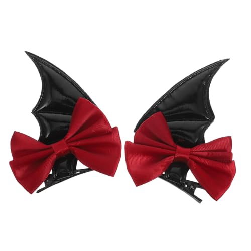 PACKOVE 2 Stück Teiliges Haarspangen mit Fledermausflügel Design Stylische Haarclips mit Elegantem Schwarzem und Schleifenakzent Haarklammern für Mädchen und Frauen zu Halloween von PACKOVE