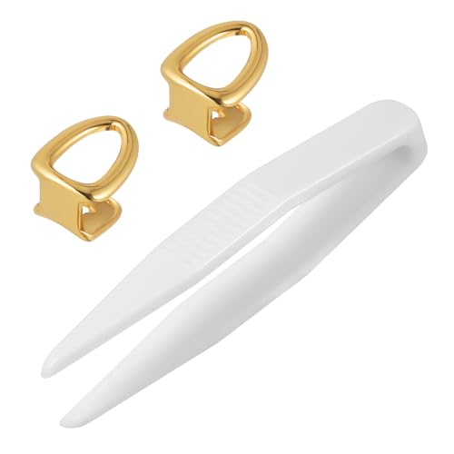 PACKOVE 2 Stück Teiliges Hip Hop Zähne Grill Goldfarbene Dekorative Zahnkappe aus Kupfer Langlebig Leicht für Bühnenauftritte Halloween Partys Cosplay Geschenke für Musikfestival Fans von PACKOVE