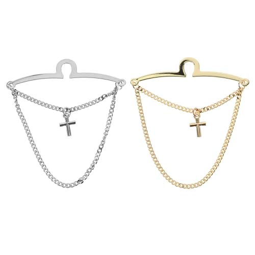 PACKOVE 2 Stück Teiliges Kupfer Krawattenclip mit Kreuz-design Stilvolle Herren Krawattenkette Rutschfeste Metallklammern für Business Hochzeiten und Formelle Anlässe von PACKOVE