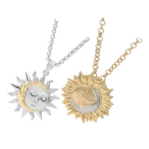 PACKOVE 2 Stück Teiliges Mond anhänger Modische Legierungs halsketten für Damen und Herren Hautfreundlich Vielseitig Kombinierbar für Alltag Büro und Partys von PACKOVE