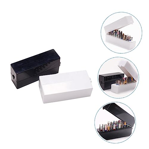 PACKOVE 2 Stück Teiliges Nagelfräser Bits Aufbewahrungsbox mit Löchern Langlebiger Nagelbohrer Organizer für Nägel Praktischer Nail Art Aufbewahrungsbehälter in Weiß und Schwarz von PACKOVE
