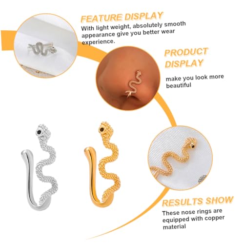 PACKOVE 2 Stück Teiliges Nasenring Kupfer U Förmige Nasenklammer Piercing Modischer Nasenschmuck für Frauen Komfortabel und Vielseitig Tragbar Nasendekoration von PACKOVE