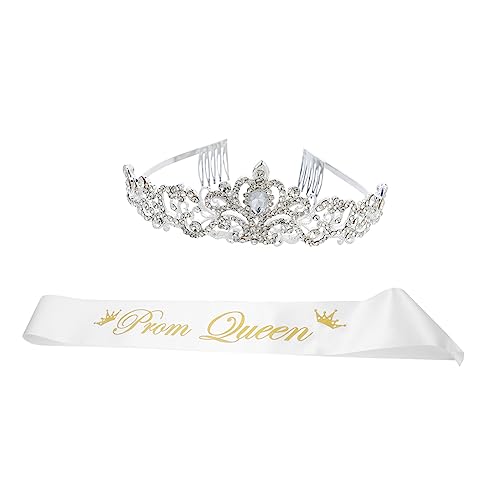 PACKOVE 2 Stück Teiliges Set mit Kristallkrone und Sash für Abschlussball und Hochzeiten Eleganter Haarschmuck für Partys und Fotografie und Formbeständig Hält das Haar Sicher Glamouröses PACKOVE 2 Stück Teiliges Set mit Kristallkrone und Sash für Abschlussball und Hochzeiten Eleganter Haarschmuck für Partys und Fotografie und Formbeständig Hält das Haar Sicher Glamouröses von PACKOVE