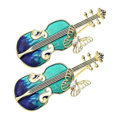 PACKOVE 2 Stück Teiliges Vintage Blaue Violinbrosche Damen Anstecknadel Musik Schmuck Kleidungsaccessoire Leicht Tragbar Für Kleider Schals Hüte von PACKOVE