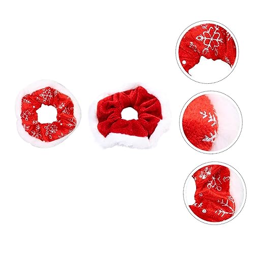PACKOVE 2 Stück Teiliges Weihnachts Haargummi aus Flauschigem mit Schneeflockenmuster Dekorativ Langlebig Modisch für Damen Festlicher Haarschmuck zu Party und Winteranlässen Rot Weiß von PACKOVE