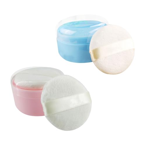 PACKOVE 2 Stück Tragbare Babypuderbox Mit Puderquaste Körperpuderdose Sichere Und Sanfte Anwendung Für Unterwegs Blau Und Rosa Praktisches Design Für Babys Und Kleinkinder von PACKOVE