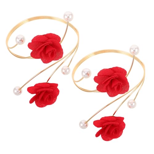 PACKOVE 2stücke Blumenarmreif Für Damen Verstellbar Mit Kristallperlen Metall Boho-design Armschmuck Oberarmreif Für Verschiedene Anlässe von PACKOVE