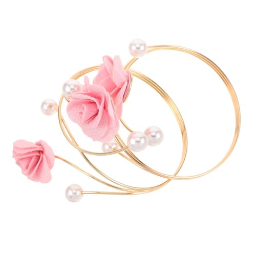 PACKOVE 2 Stück Verstellbare Armspangen aus mit Blumen und Perlenverzierung Offenes Design Kreatives Vorhang Haken Armband für Damen Modisches Schmuck Accessoire für Sommer und Alltag von PACKOVE