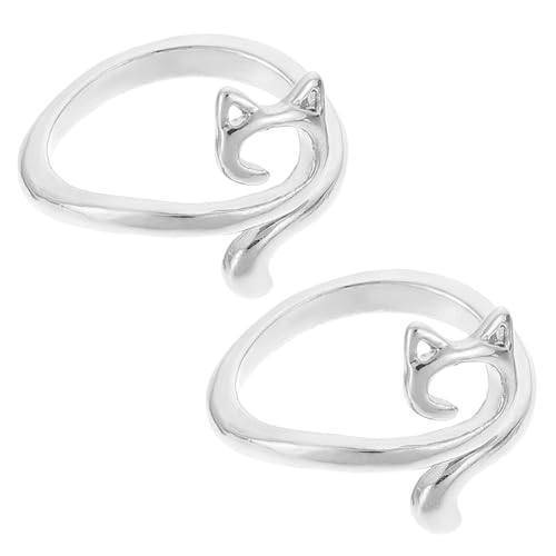 PACKOVE 2 Stück Verstellbare Geometrische Katzen Garnring Strickzubehör Langlebige Legierung Fingerführung Leicht Tragbar für Effektives Stricken und Häkeln DIY Strickhandwerk Zubehör von PACKOVE