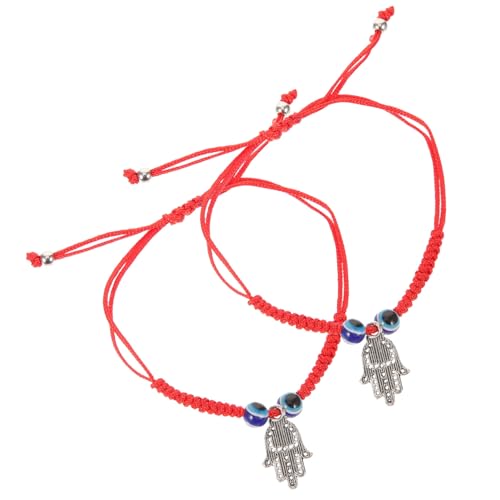 PACKOVE 2 Stück Verstellbares Evil Eye Armband Geflochtenes Rotes Seilarmband für Damen und Herren Schutz Amulett Schmuck Minimalistisches Freundschaftsband Passend für Alltag und Party von PACKOVE