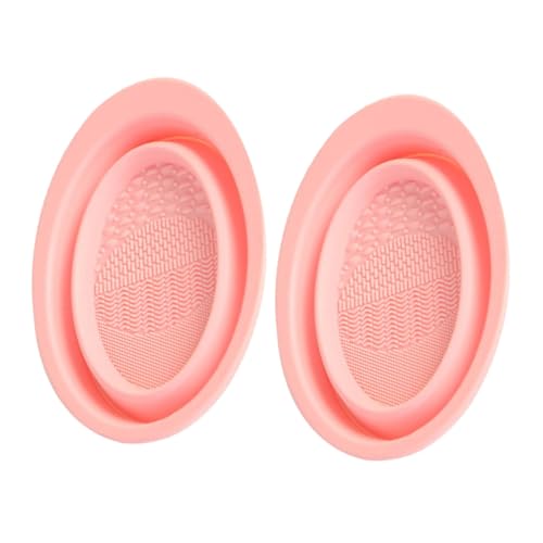PACKOVE 2 Stück Wäscher Reiniger Pads Unterlage Gesichtsbürste Entferner Make-up-Pinselpad Bürste Reinigungspad Make-up-Pinselmatte Bürstenreinigungspad Bürstenmatte Kieselgel Rosa von PACKOVE