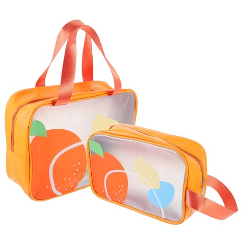 PACKOVE 2 Stück Wäschesack Tasche wasserdicht Kulturbeutel Männer Reiseset, Toilettenartikel Reise durchsichtiger kulturbeutel groß Tragbare Toilettenbeutel Reise-Make-up-Taschen Pu Orange von PACKOVE