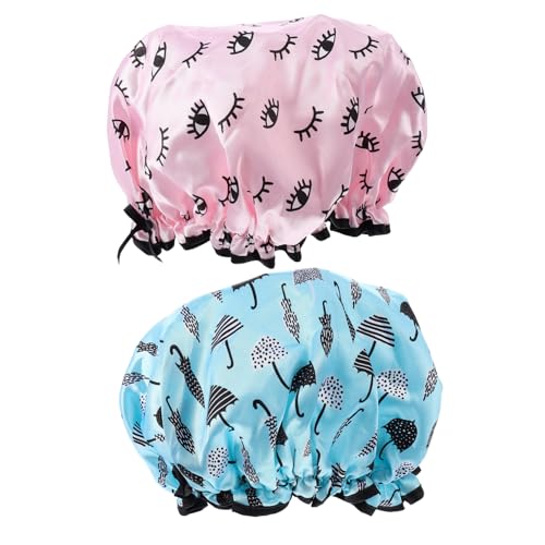 PACKOVE Duschhut für Damen und Herren Verstellbare Badekappe für Lange Haare 2 Stücke Einheitsgröße mit Elastischem Design für Duschen und Gesichtsreinigung von PACKOVE